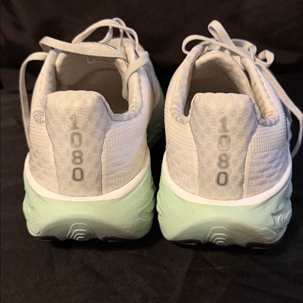 New Balance White and Light Green 1080 Athletic Shoes - Women - Picture 4 of 5